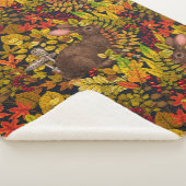 Herfst Konijn op zwart Sherpa Deken (3/4)