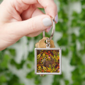 Herfst Konijn op zwart Sleutelhanger (Hand)