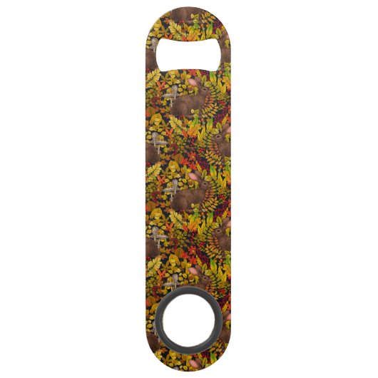 Herfst Konijn op zwart Speed Flessenopener (Achterkant)