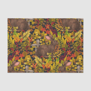 Herfst Konijn op zwart Tissuepapier