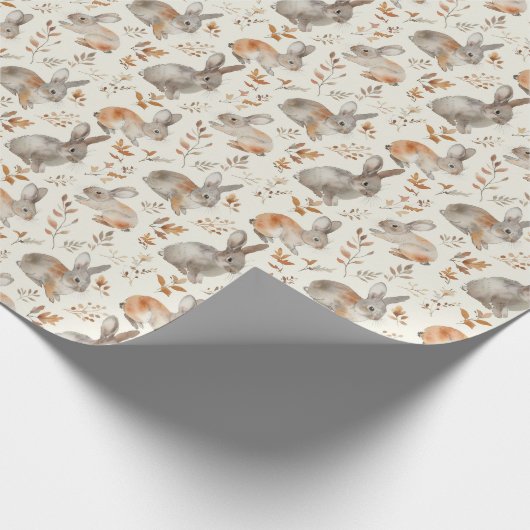 Herfst konijnen cadeaupapier (Hoek)