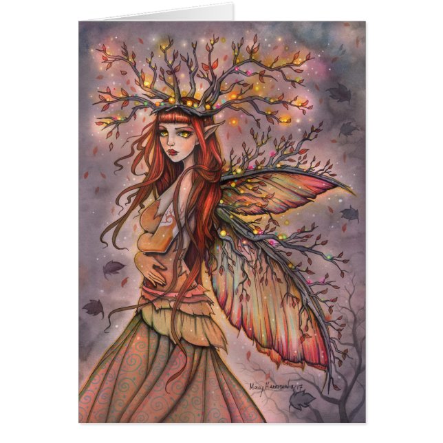 Herfst Koningin Fantasy Kunstkaart (Voorkant)