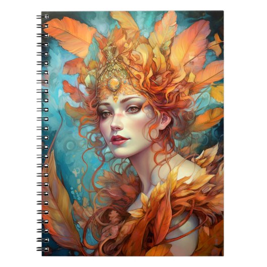 Herfst Koningin Goddess Fantasy Art Notitieboek (Voorkant)