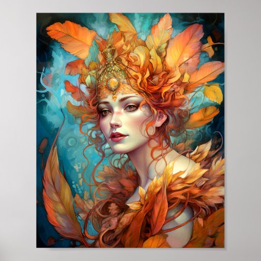 Herfst Koningin Goddess Fantasy Art Poster (Voorkant)