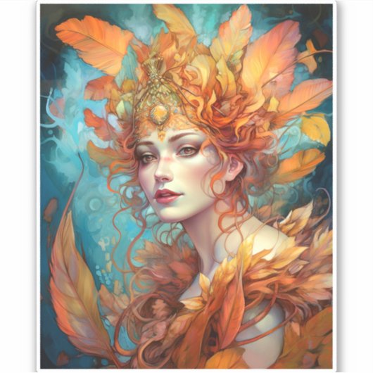 Herfst Koningin Goddess Fantasy Art Sticker (Voorkant)