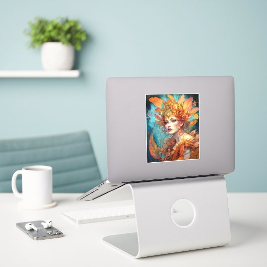 Herfst Koningin Goddess Fantasy Art Sticker (Laptop op bureau)