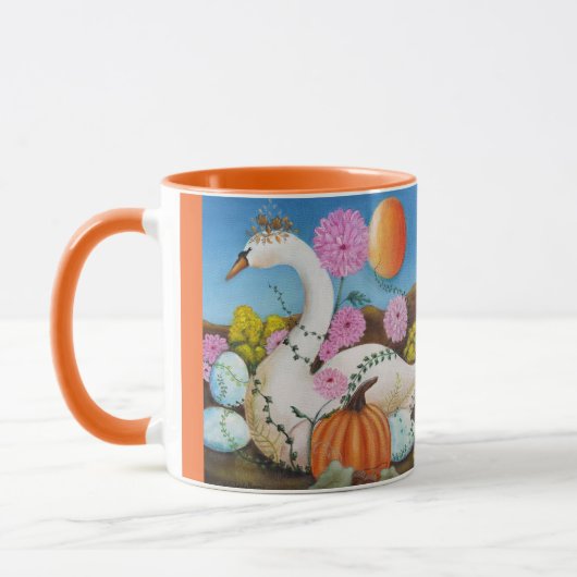 Herfst Koningin Zwaan en Bloemen Kunst Mok (Links)