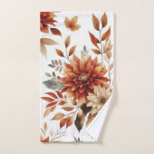 Herfst Koper en Bruin Bloem Motief Handdoeken Set (Handdoek)