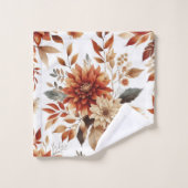 Herfst Koper en Bruin Bloem Motief Handdoeken Set (Wasdoekje)