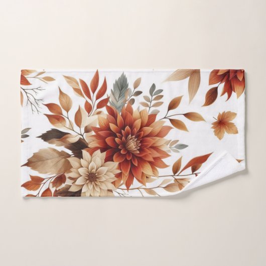 Herfst Koper en Bruine Bloemenset Handdoeken (Handdoek)