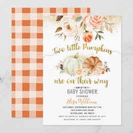 Herfst koraal bloemen pompoen uitnodiging