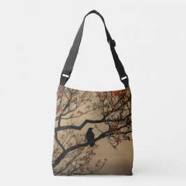 Herfst kraai in boom crossbody tas