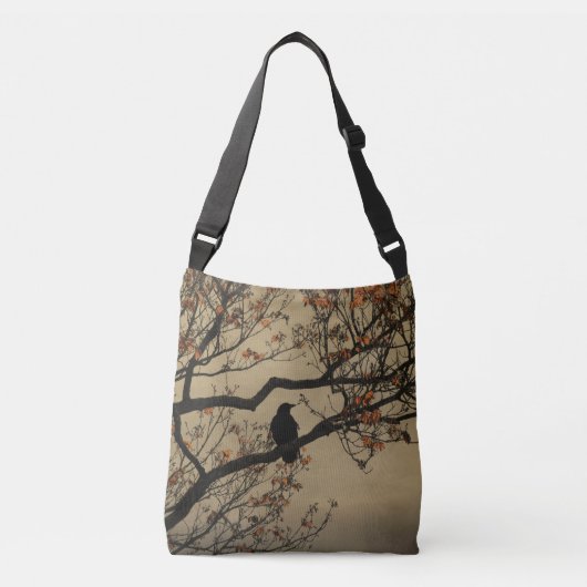 Herfst kraai in boom crossbody tas (Voorkant)