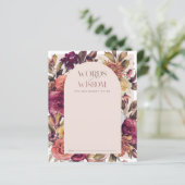 Herfst Krans Arch Roze Baby shower Advies Kaart (Staand voorkant)