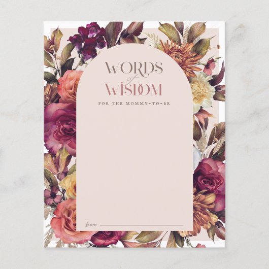 Herfst Krans Arch Roze Baby shower Advies Kaart (Voorkant)