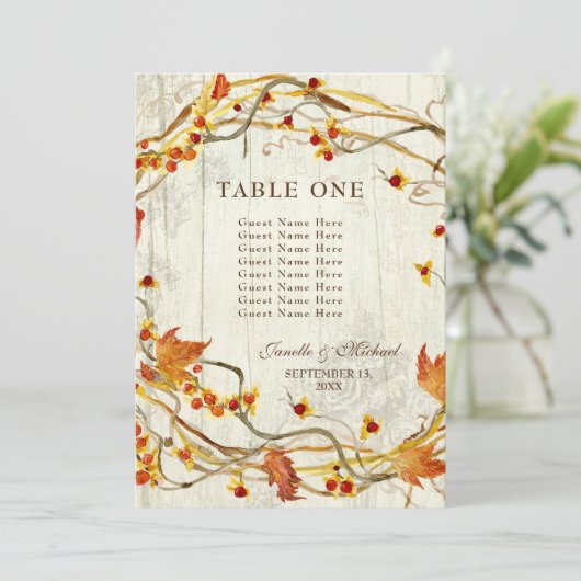 Herfst krans bitterzoete rustieke bruiloft nummers (Staand voorkant)