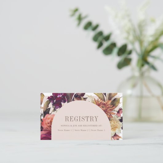Herfst Krans Boog Roze Huwelijksregister Informatiekaartje (Staand voorkant)