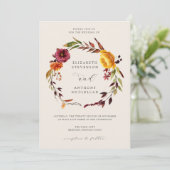 Herfst krans bruiloft uitnodiging (Staand voorkant)