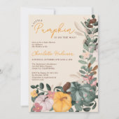 Herfst krans chic klein pompoen baby shower kaart (Voorkant)