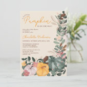 Herfst krans chic klein pompoen baby shower kaart (Staand voorkant)