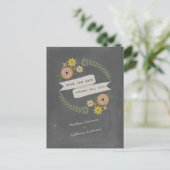 Herfst krans krijtbord geïnspireerd Save the date Aankondigingskaart (Staand voorkant)