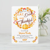 Herfst Krans Thanksgiving Diner Uitnodiging (Staand voorkant)