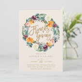 Herfst Krans Vrienden Geven Diner Uitnodiging (Staand voorkant)