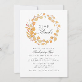 Herfst krans Waterverf Thanksgiving uitnodigen Kaart