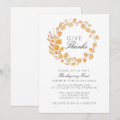 Herfst krans Waterverf Thanksgiving uitnodigen Kaart (Voorkant / Achterkant)