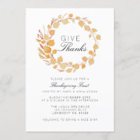 Herfst krans Waterverf Thanksgiving uitnodigen