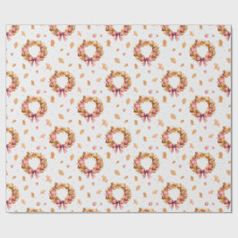 Herfst Kransen Waterverf Wrapping Paper - Roze Bog Cadeaupapier