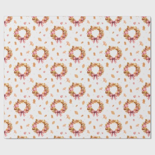 Herfst Kransen Waterverf Wrapping Paper - Roze Bog Cadeaupapier (Vlak)