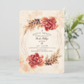 Herfst Kruiden Bloemen Waterverf Bruidsfeest Kaart (Staand voorkant)