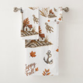 Herfst Kust Vuurtoren Zeevaart Herfstbladeren Bad Handdoek (Insitu)