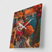Herfst kustdorp Scenische wandklok (Hoek)