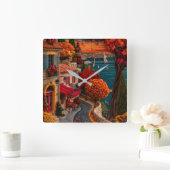 Herfst kustdorp Scenische wandklok (Huis)
