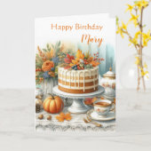 Herfst Laag Cake Gezellige Herfst Verjaardag Kaart (Gele Bloem)