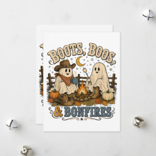 Herfst Laarzen Boos Vuurkorven Halloween Geest Her Feestdagenkaart