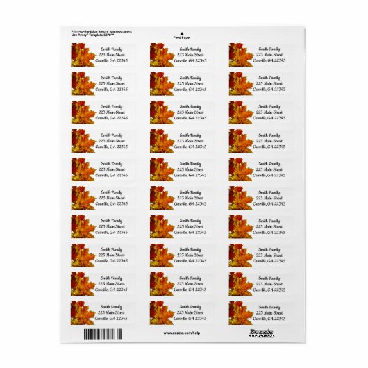 Herfst laat adres envelop label (Full Sheet)
