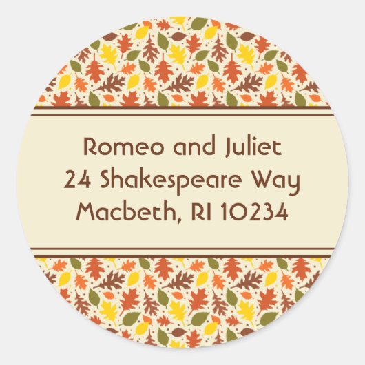 Herfst laat adreslabel op crème ronde sticker (Voorkant)
