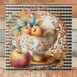 Herfst laat appelcider & beker op zwarte harlekijn tegeltje