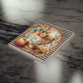 Herfst laat appelcider & beker op zwarte harlekijn tegeltje