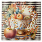 Herfst laat appelcider & beker op zwarte harlekijn tegeltje (Voorkant)