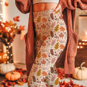 herfst laat botanisch herfstpatroon achter leggings