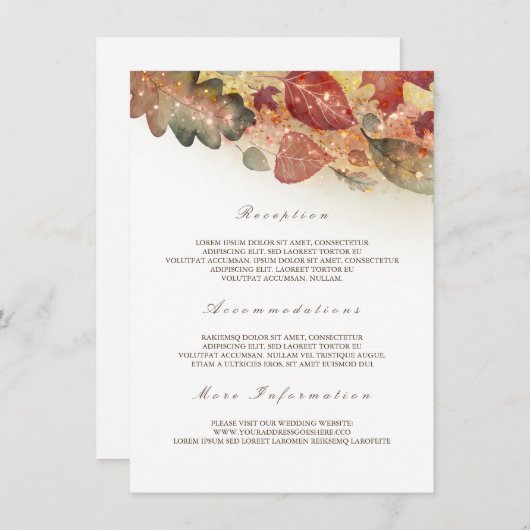 Herfst laat bruiloft informatie gast informatiekaartje (Voorkant / Achterkant)