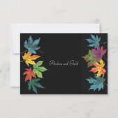 Herfst laat contrast zwarte bruiloft RSVP kaartje (Achterkant)
