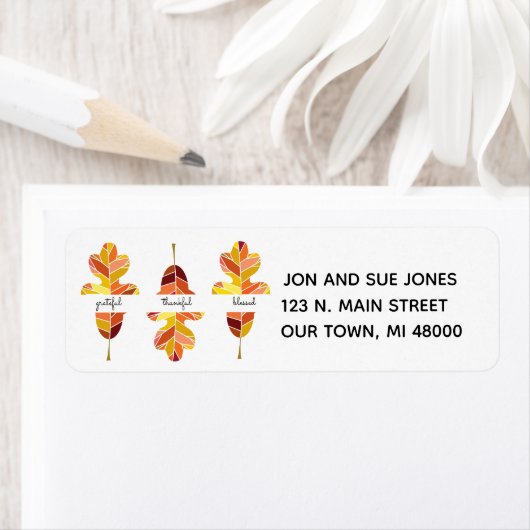 Herfst laat dankbaar gezegend aangepaste label (Insitu)