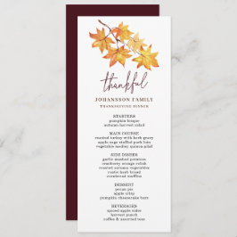 HERFST LAAT DANKBARE THANKSGIVING DINER MENU