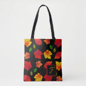 Herfst laat een enkel Initiaal seizoensgebonden Tote Bag (Voorkant)
