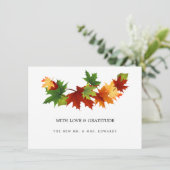 Herfst laat eenvoudige bruiloft dank u kaart (Staand voorkant)